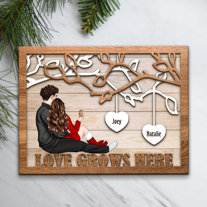 Love Grows Here Couple Gift - Custom Wooden Family Sign