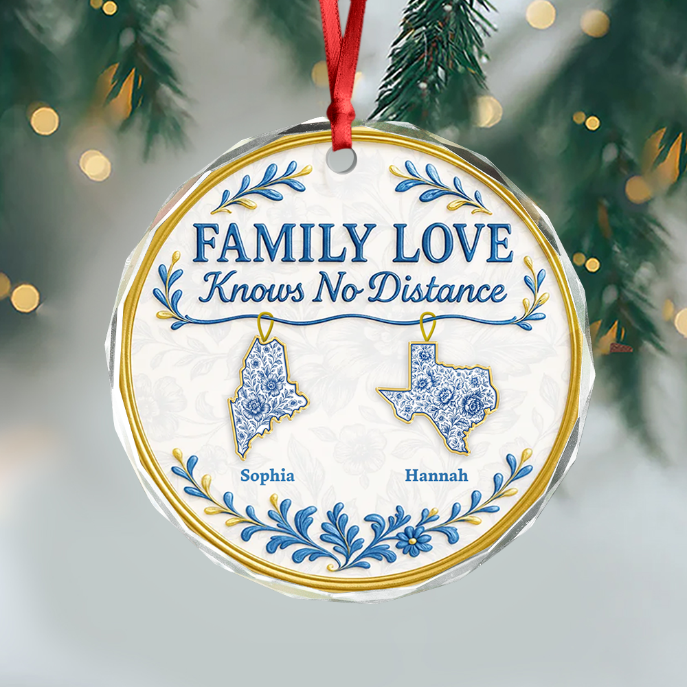 Family Love - Personalized Crystal Glass Ornament