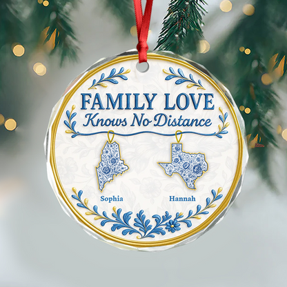Family Love - Personalized Crystal Glass Ornament