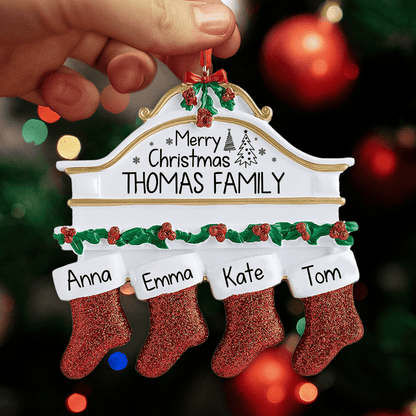 Family Christmas Fireplace Ornament - Christmas Family Ornament