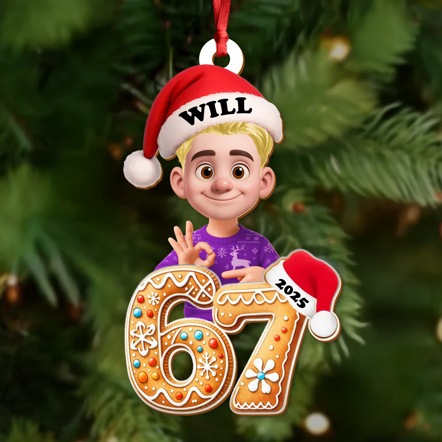 Custom '6 7' Six Seven Slang Meme For Kids Teenagers - Wood Ornament 2 Layered