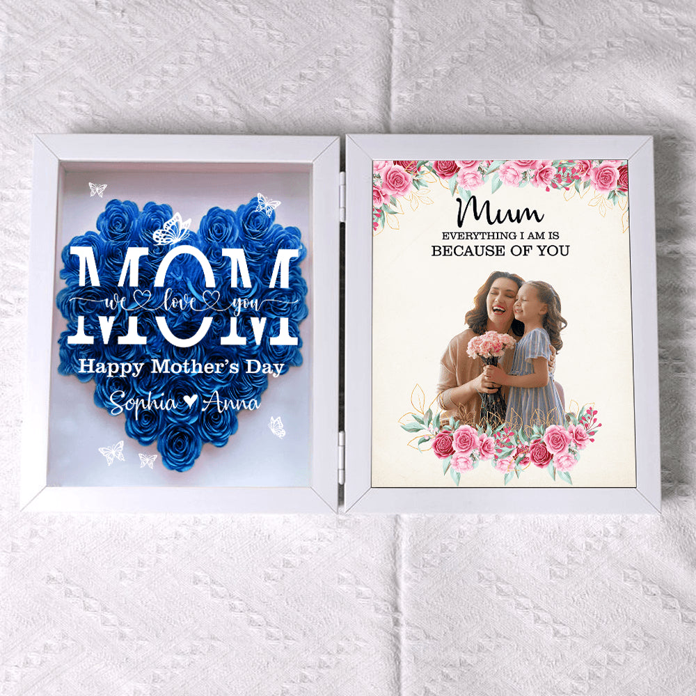 Personalized Mom Flower Shadow Box - Custom Flower Frame Gift