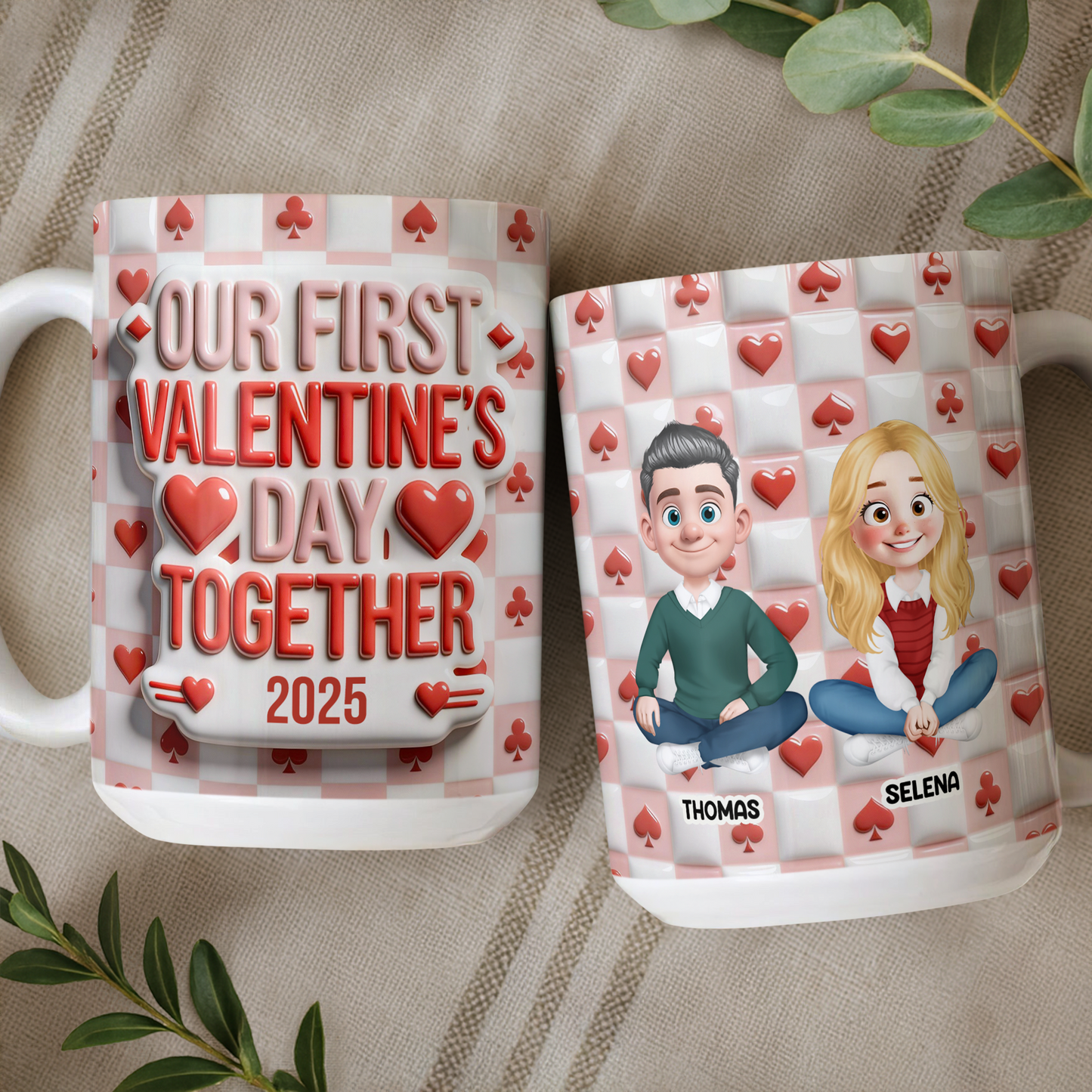 Our First Valentine's Day - Personalized Custom 3D Inflated