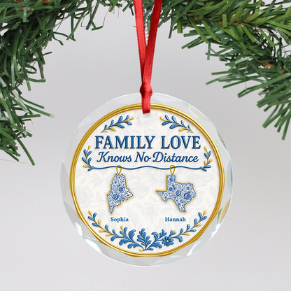 Family Love - Personalized Crystal Glass Ornament