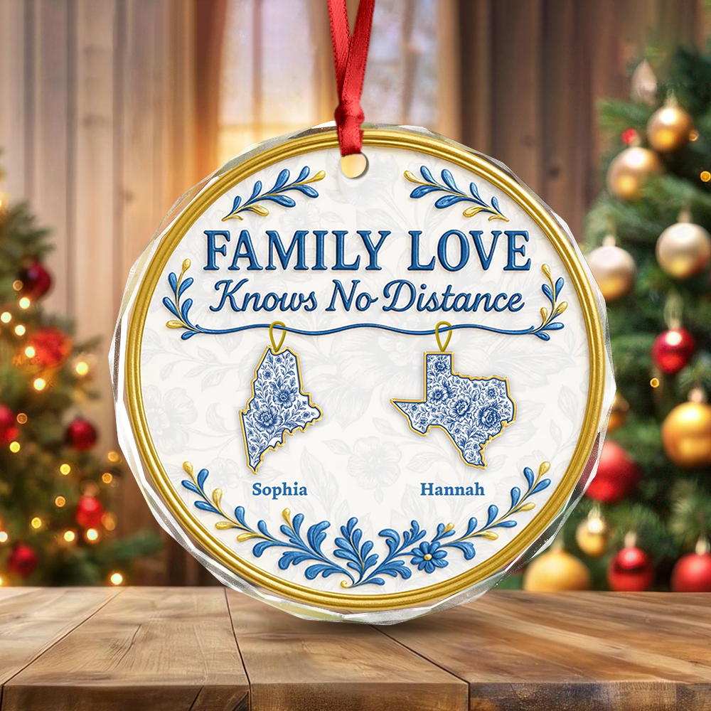 Family Love - Personalized Crystal Glass Ornament