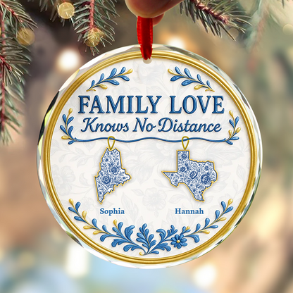 Family Love - Personalized Crystal Glass Ornament