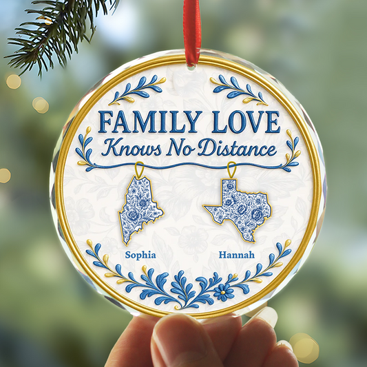 Family Love - Personalized Crystal Glass Ornament
