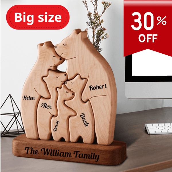 Big Size Wooden Bears Family - Wooden Pet Carvings Puzzle