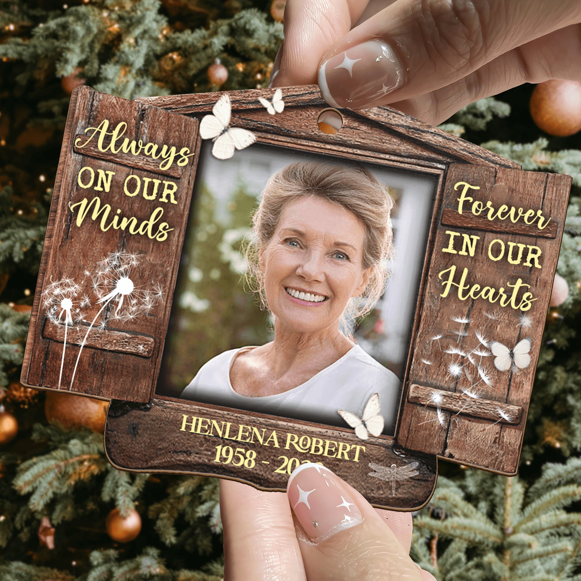 Butterfly Memorial Wood Ornament - Wood Ornament 1 Layered