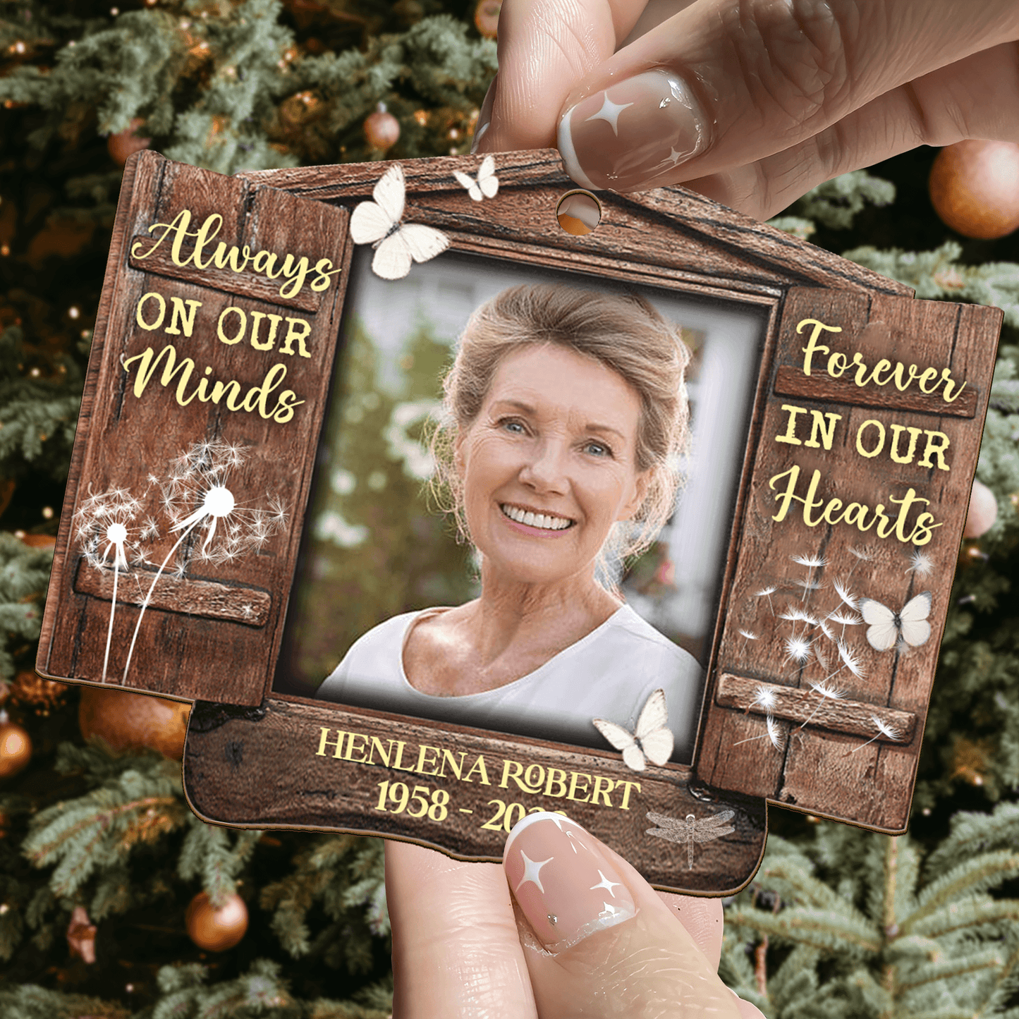 Butterfly Memorial Wood Ornament - Wood Ornament 1 Layered