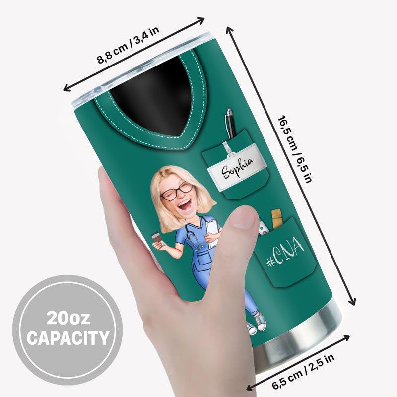 Personalized Photo Custom Nurse Water Scrub And Rubber Gloves Tumbler, Funny Gift For Nurse