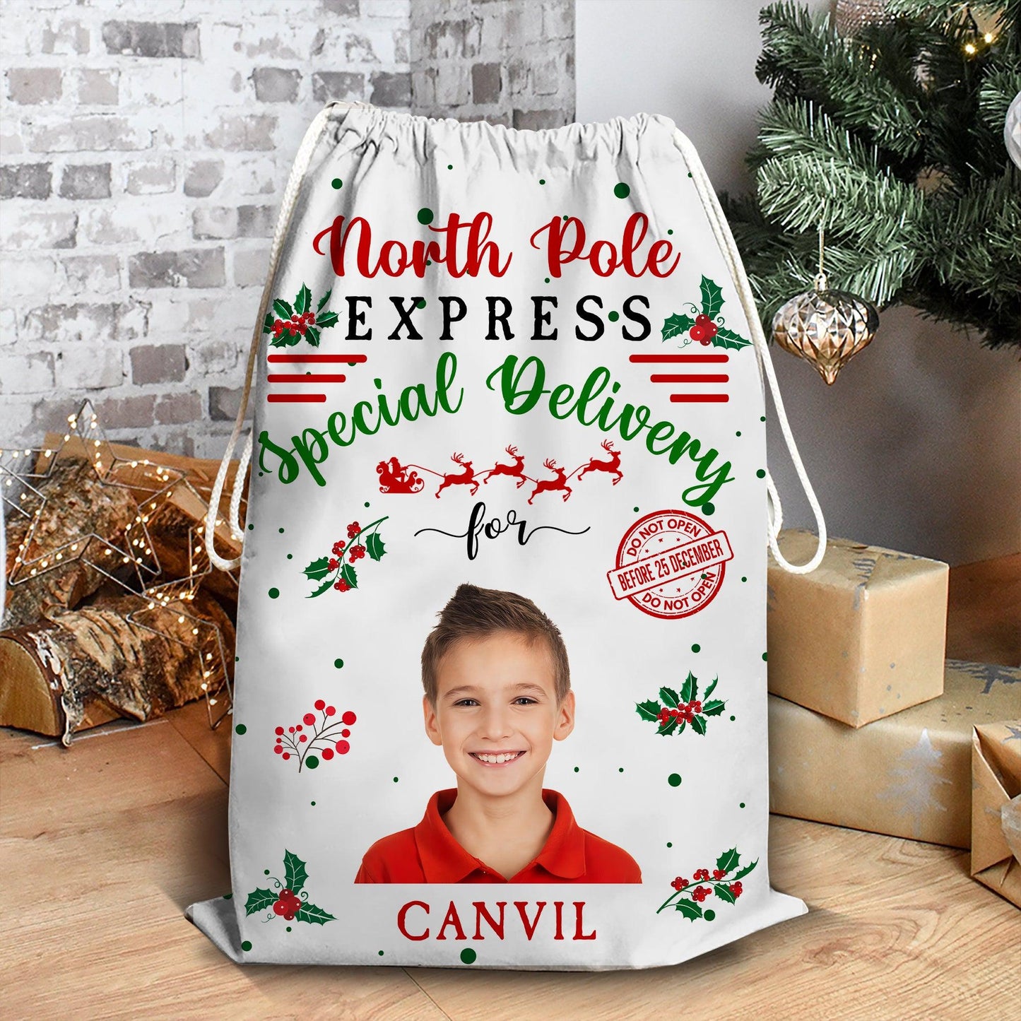 Delivery For Our Kids - Upload Photos - Custom Christmas Sack