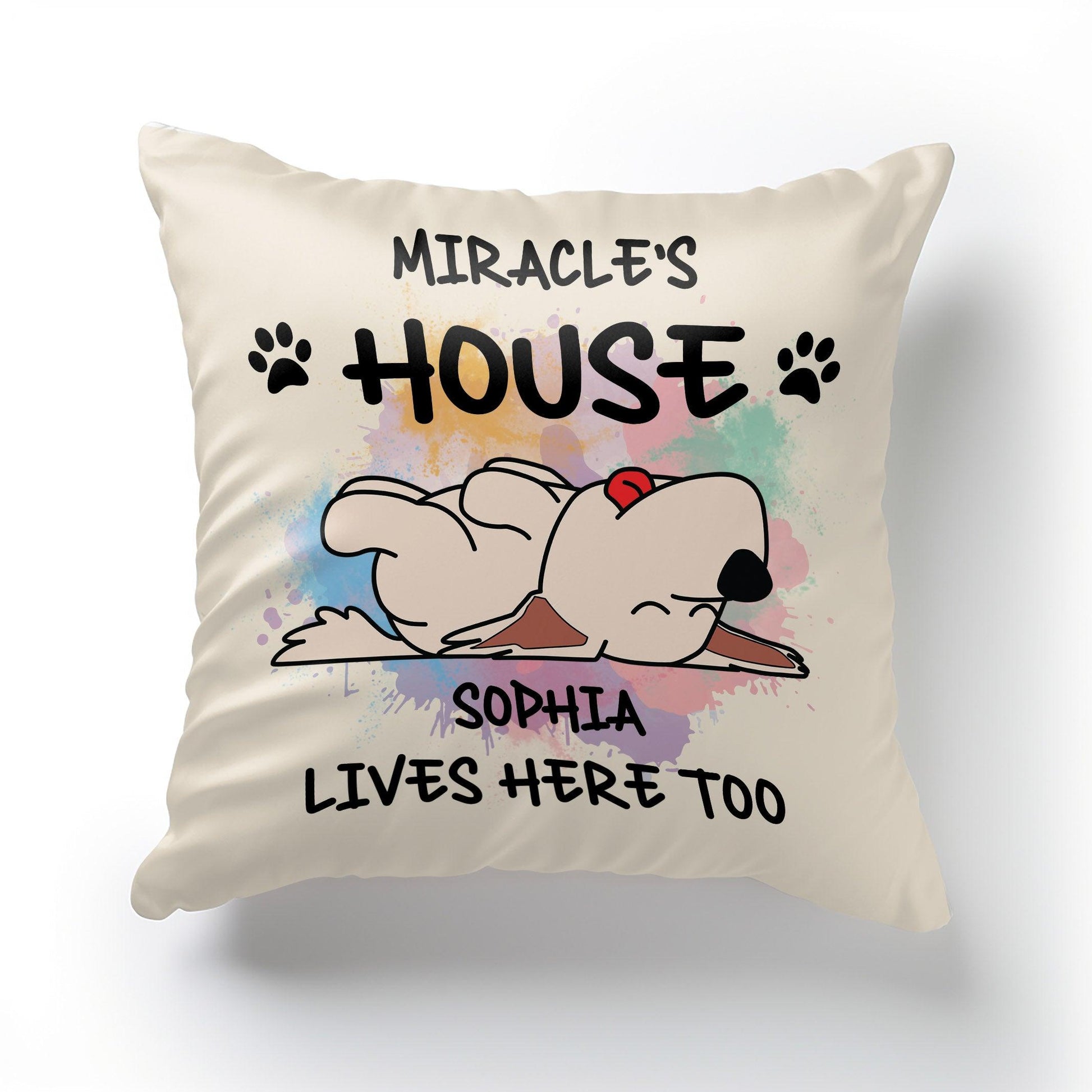 Personalized Dog Breeds Pillow - Lives Here Too Custom Dog Pillow