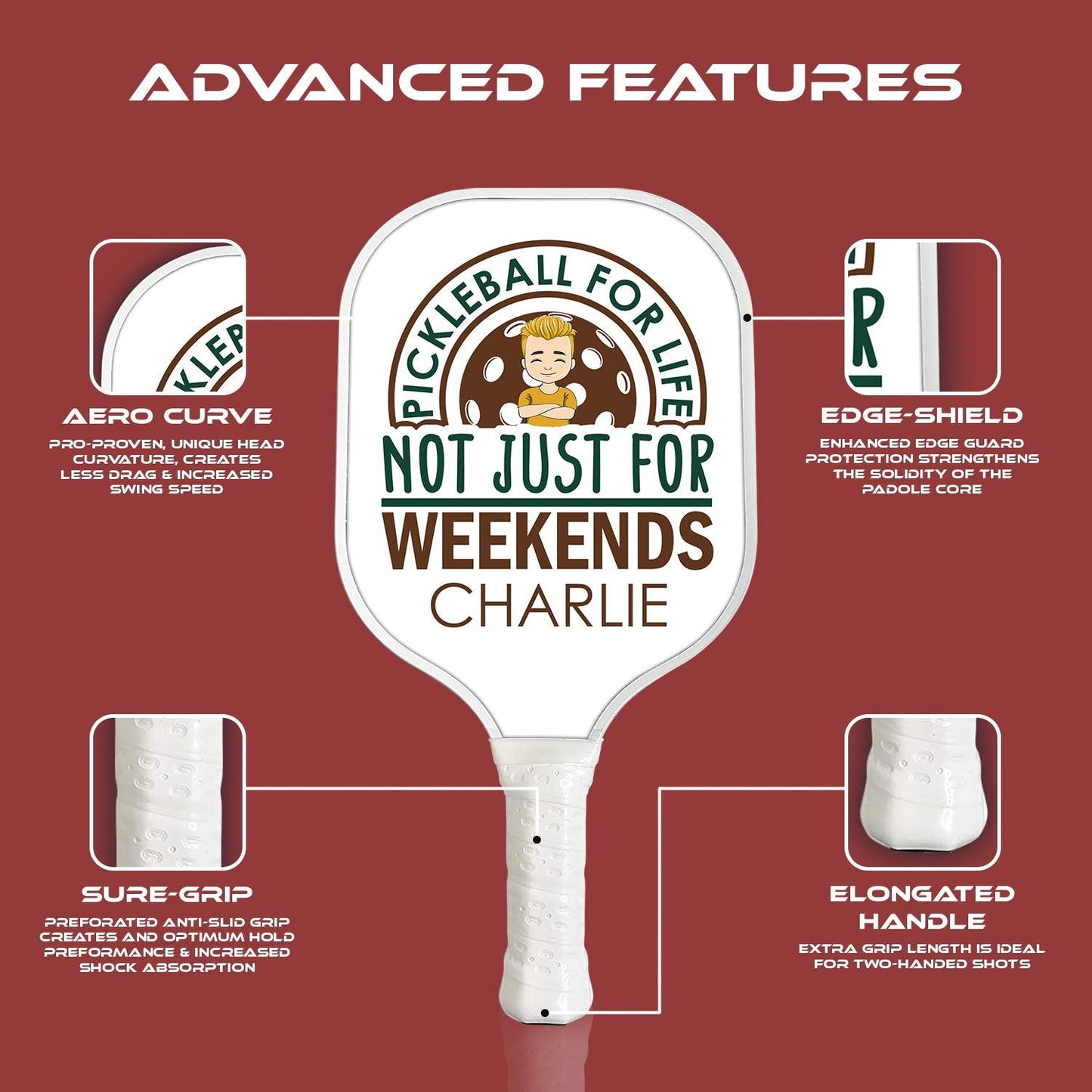 Pickleball for Life Paddle - Personalized Custom Name Gift