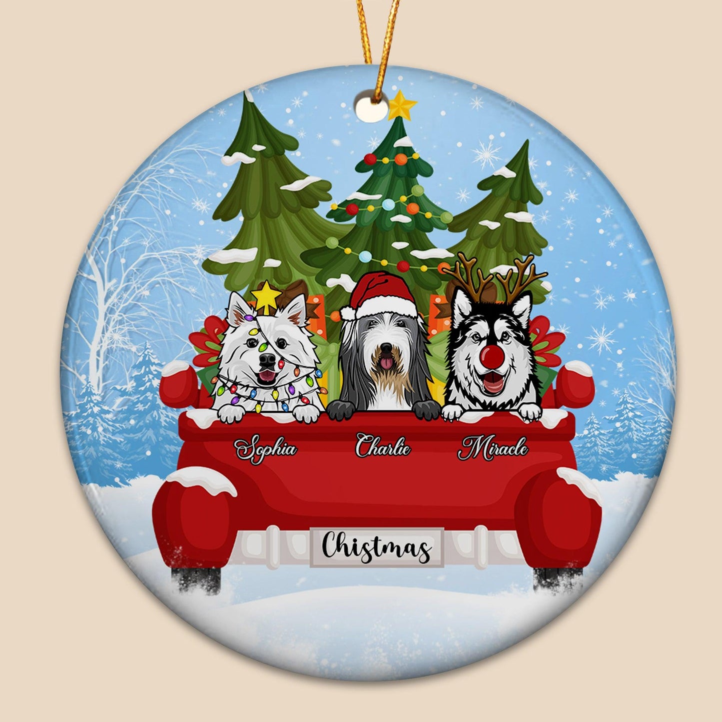Christmas and Dogs - Personalized Ceramic Ornaments Dog Lovers