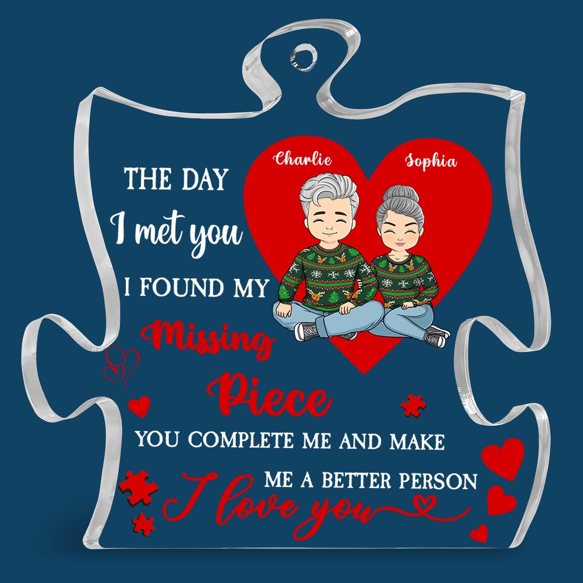 The Day I Met You Missing Piece - Personalized Acrylic Ornament