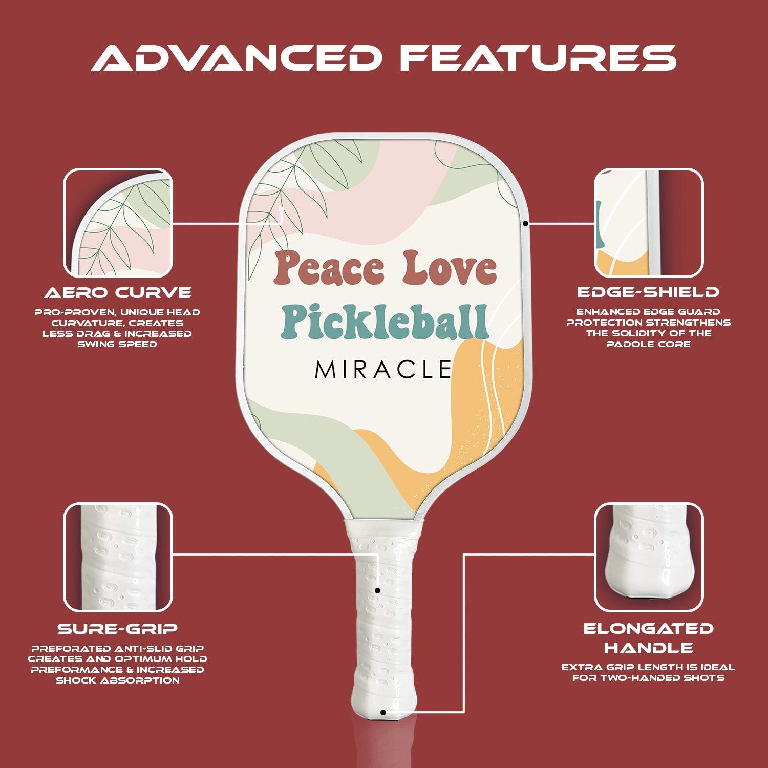 Peace Love Pickleball Personalized Custom Name - Pickleball Paddle