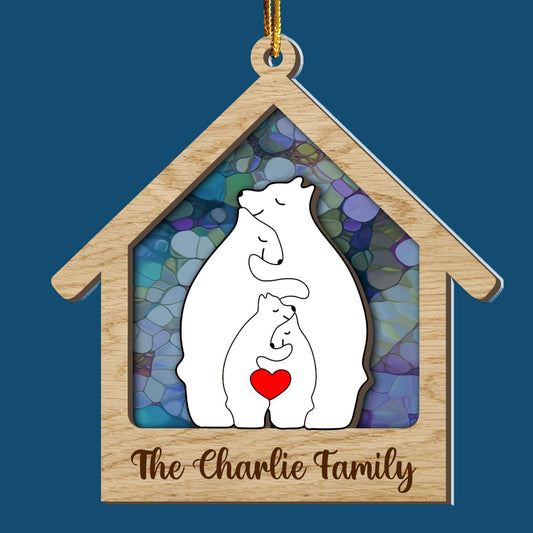 Wooden Bear Christmas Ornament - Custom Shape Wood & Acrylic