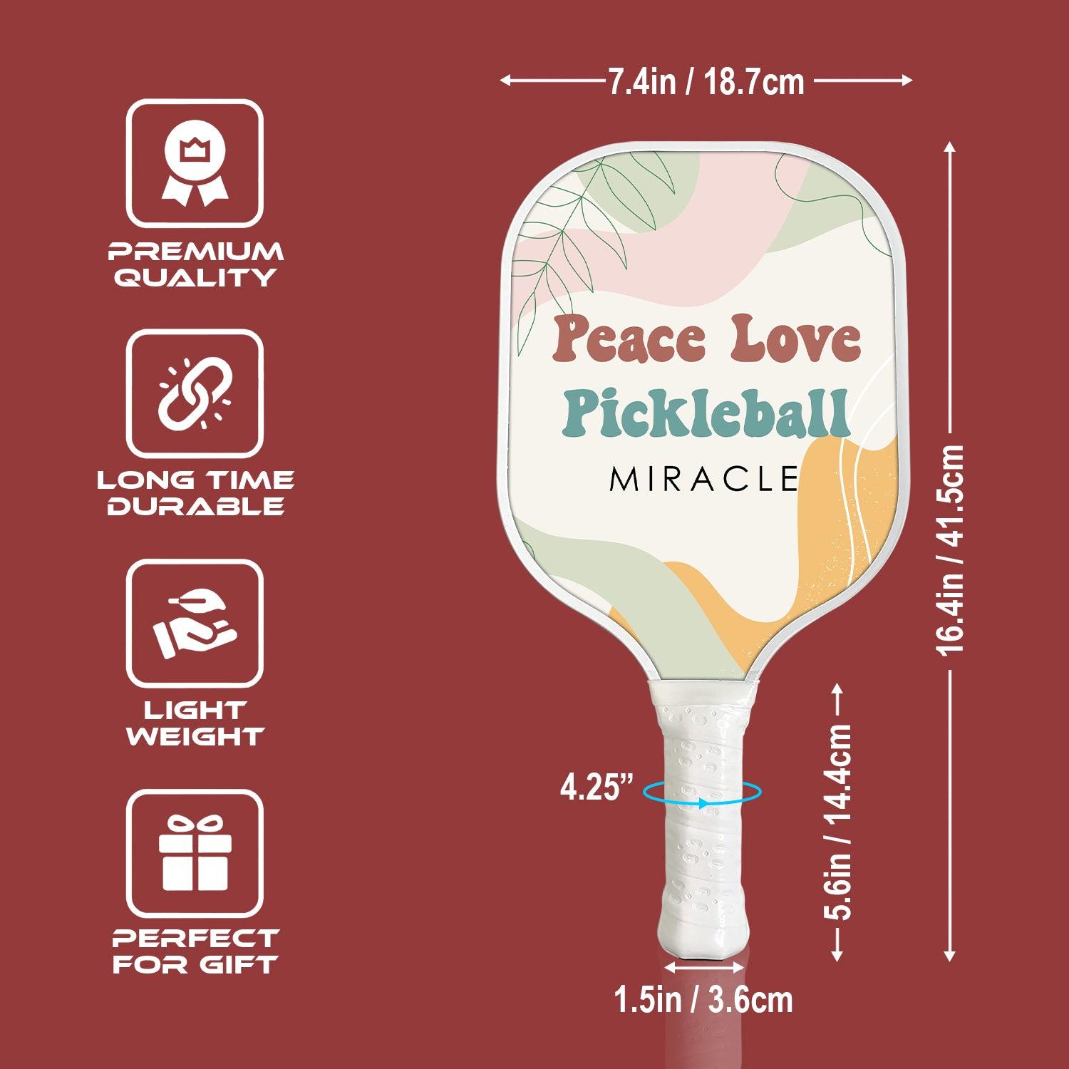Peace Love Pickleball Personalized Custom Name - Pickleball Paddle