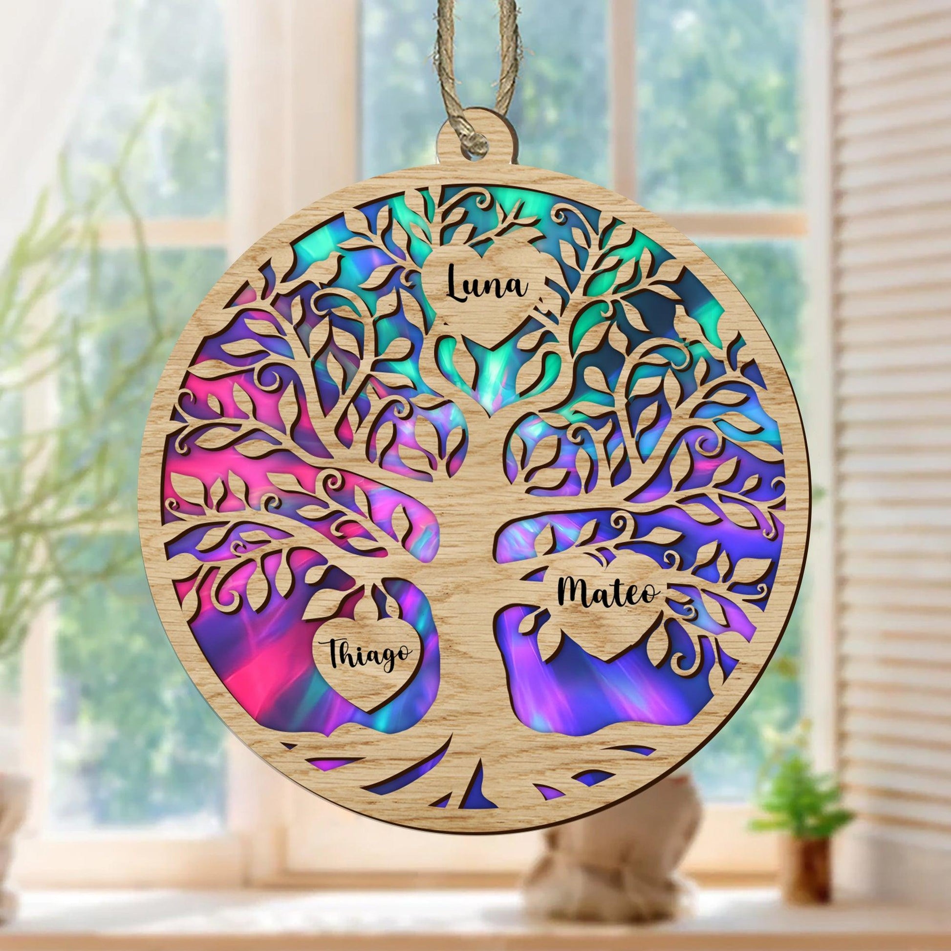 Family Life Tree Suncatcher Ornament - Personalized Gift