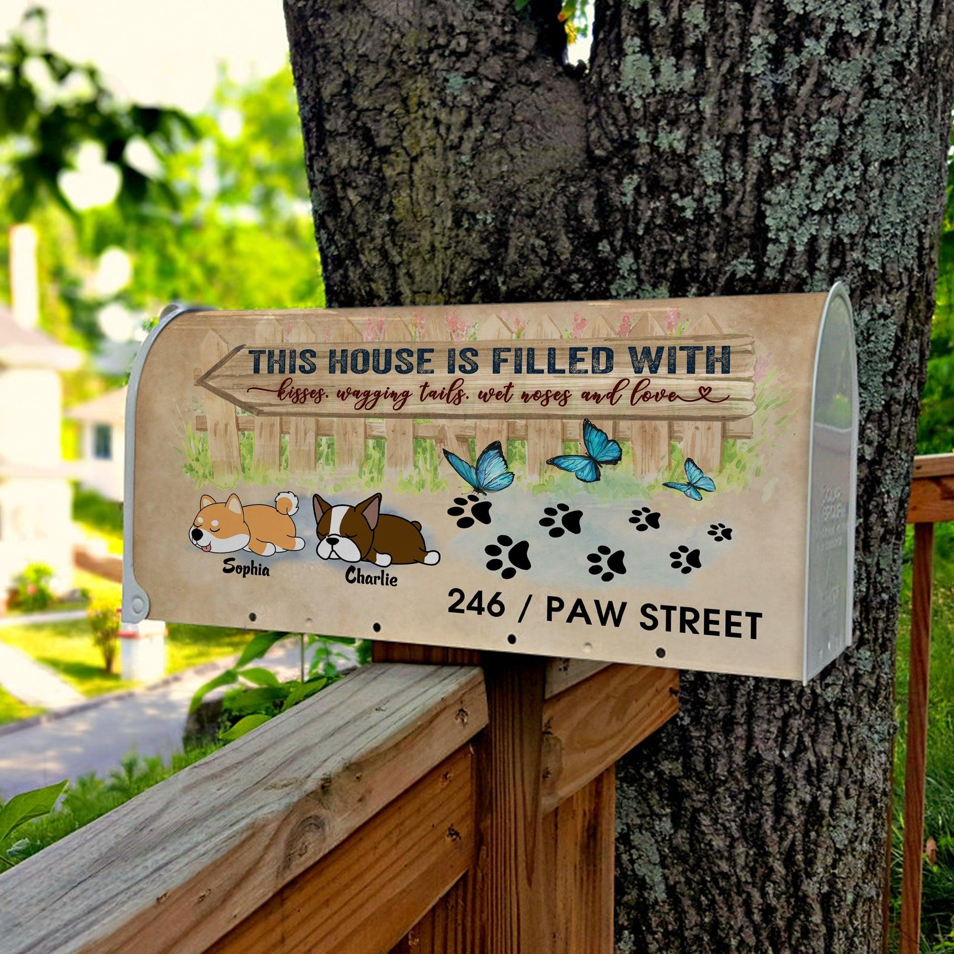 Personalized Mailbox Cover - Kisses, Wagging Tails & Love