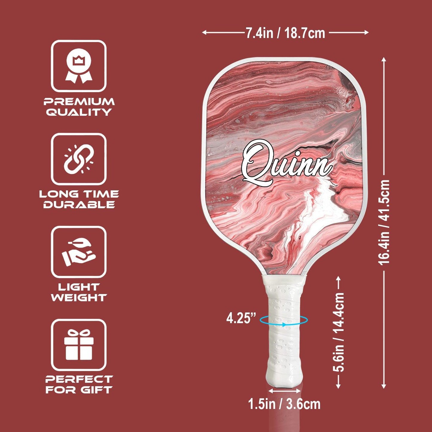 Marble Glitter Pickleball Personalized Custom Name - Pickleball Paddle