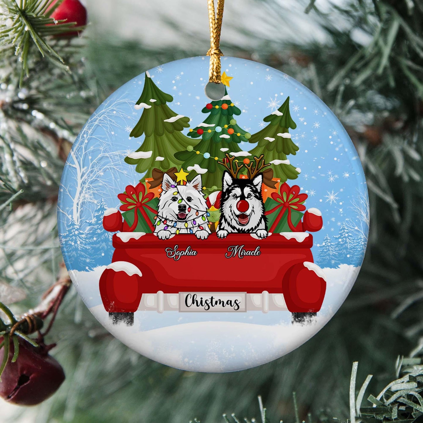 Christmas and Dogs - Personalized Ceramic Ornaments Dog Lovers