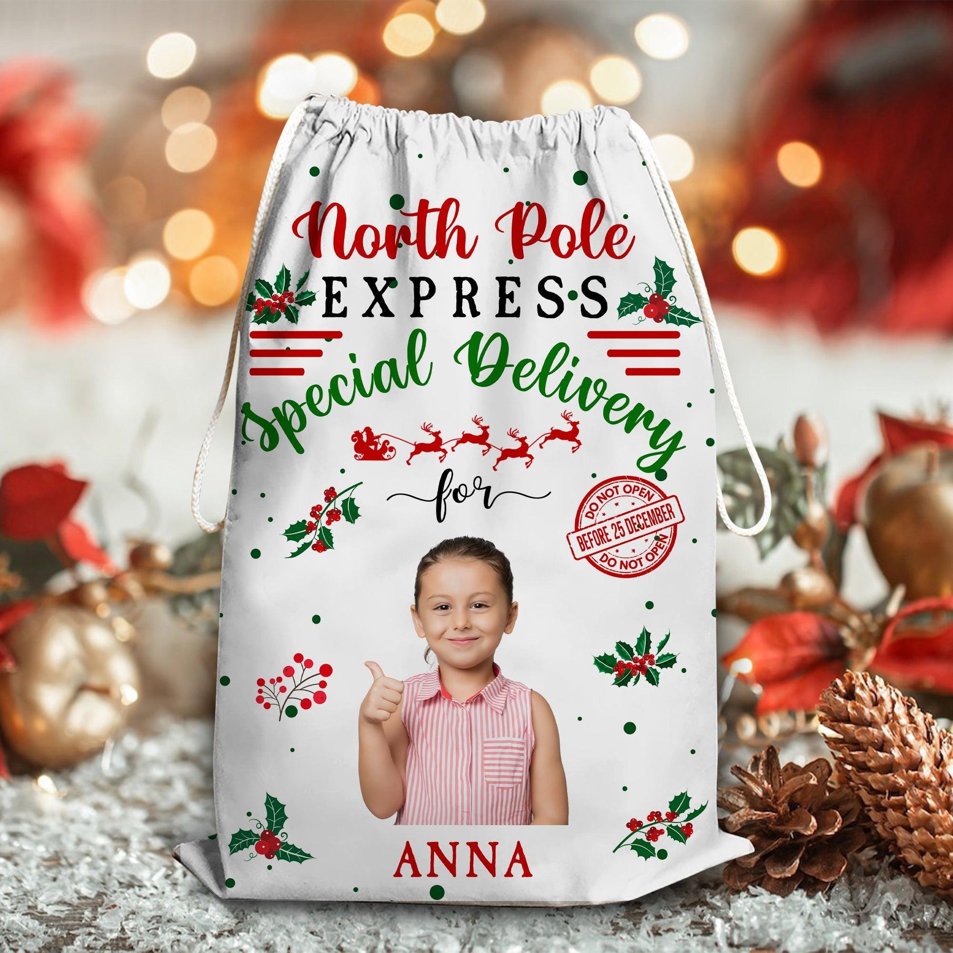 Delivery For Our Kids - Upload Photos - Custom Christmas Sack