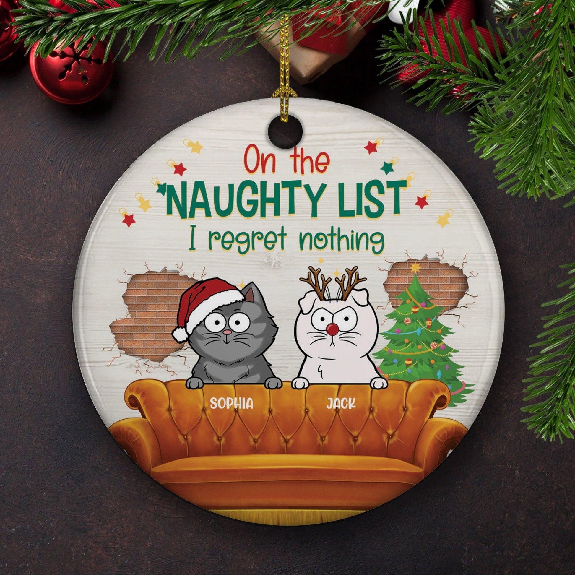 On The Naughty List - Personalized Ceramic Christmas Ornament