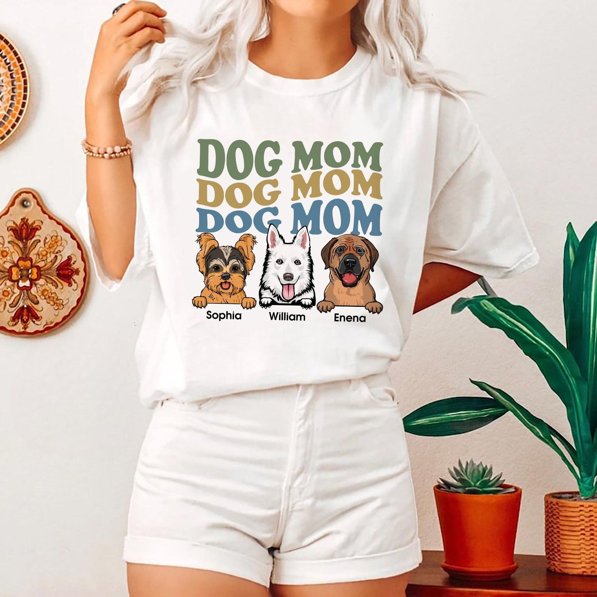 Personalized Dog Mom Gift Ideas - Custom Unisex T-Shirt Dog Mom Pattern