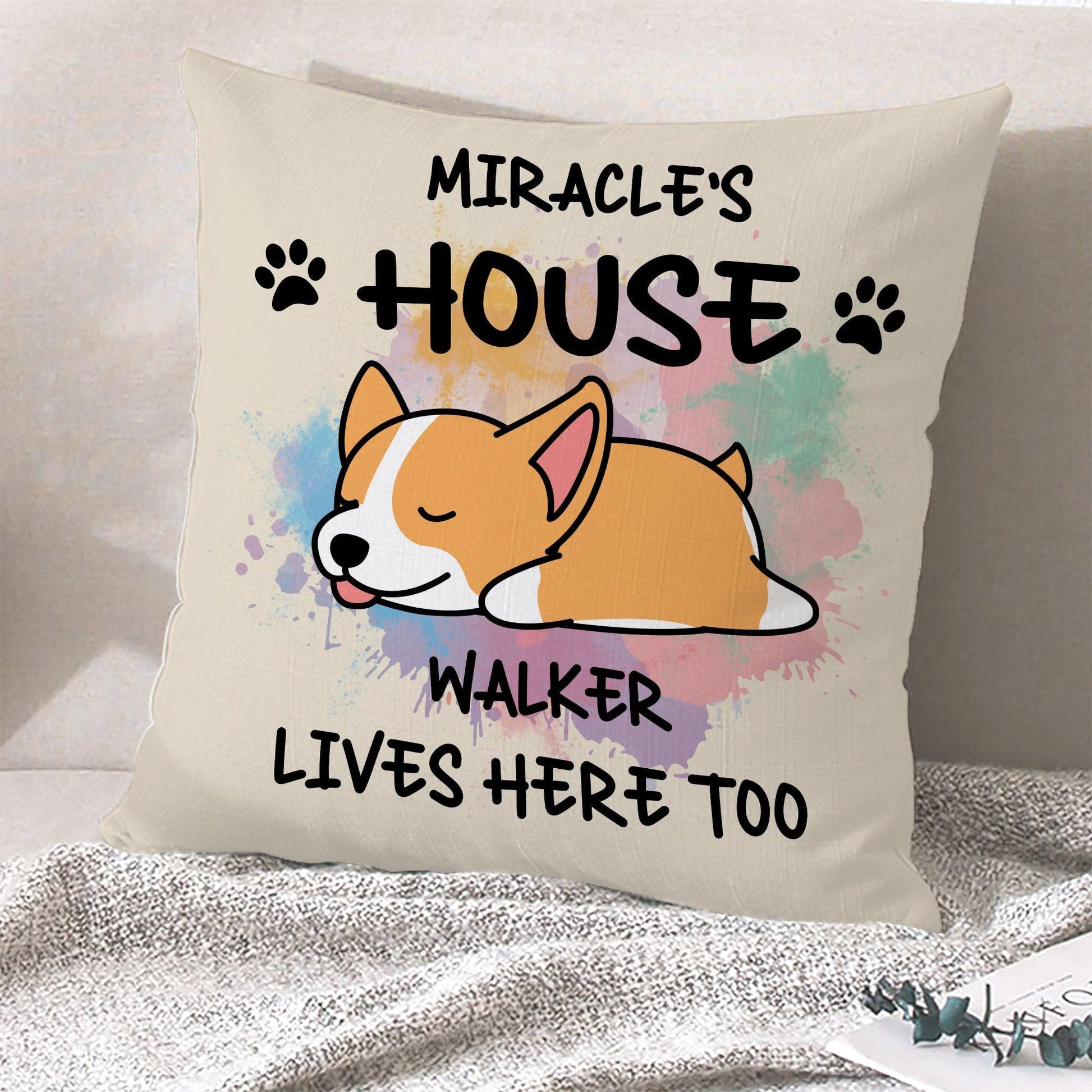 Personalized Dog Breeds Pillow - Lives Here Too Custom Dog Pillow