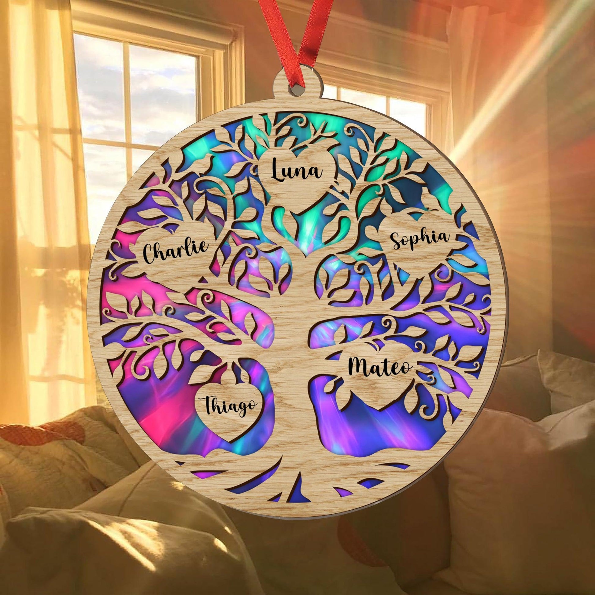 Family Life Tree Suncatcher Ornament - Personalized Gift