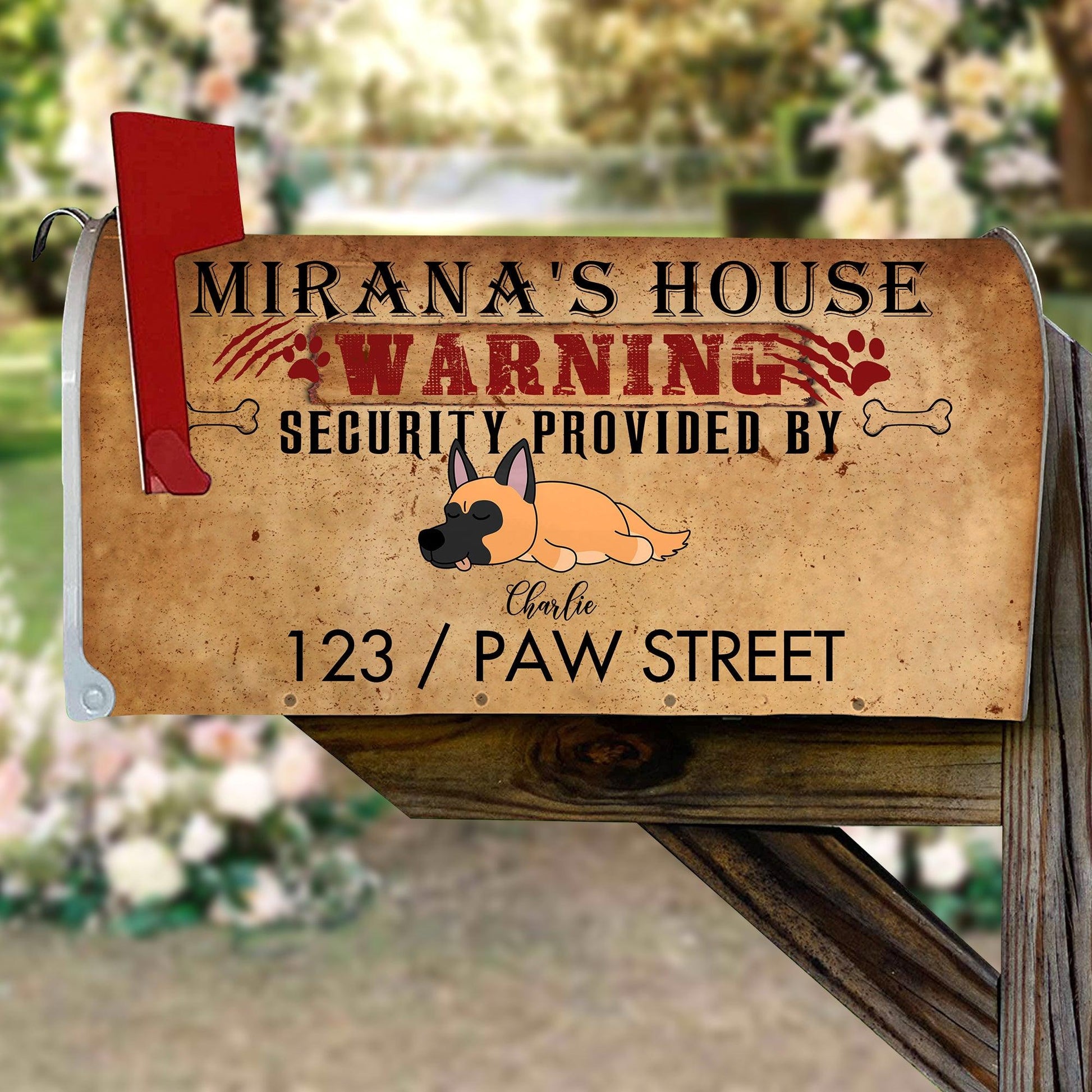 Personalized Mailbox Sign - Warning House Security Provided By Dogs