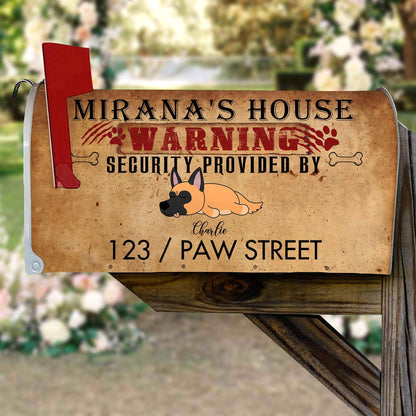 Personalized Mailbox Sign - Warning House Security Provided By Dogs