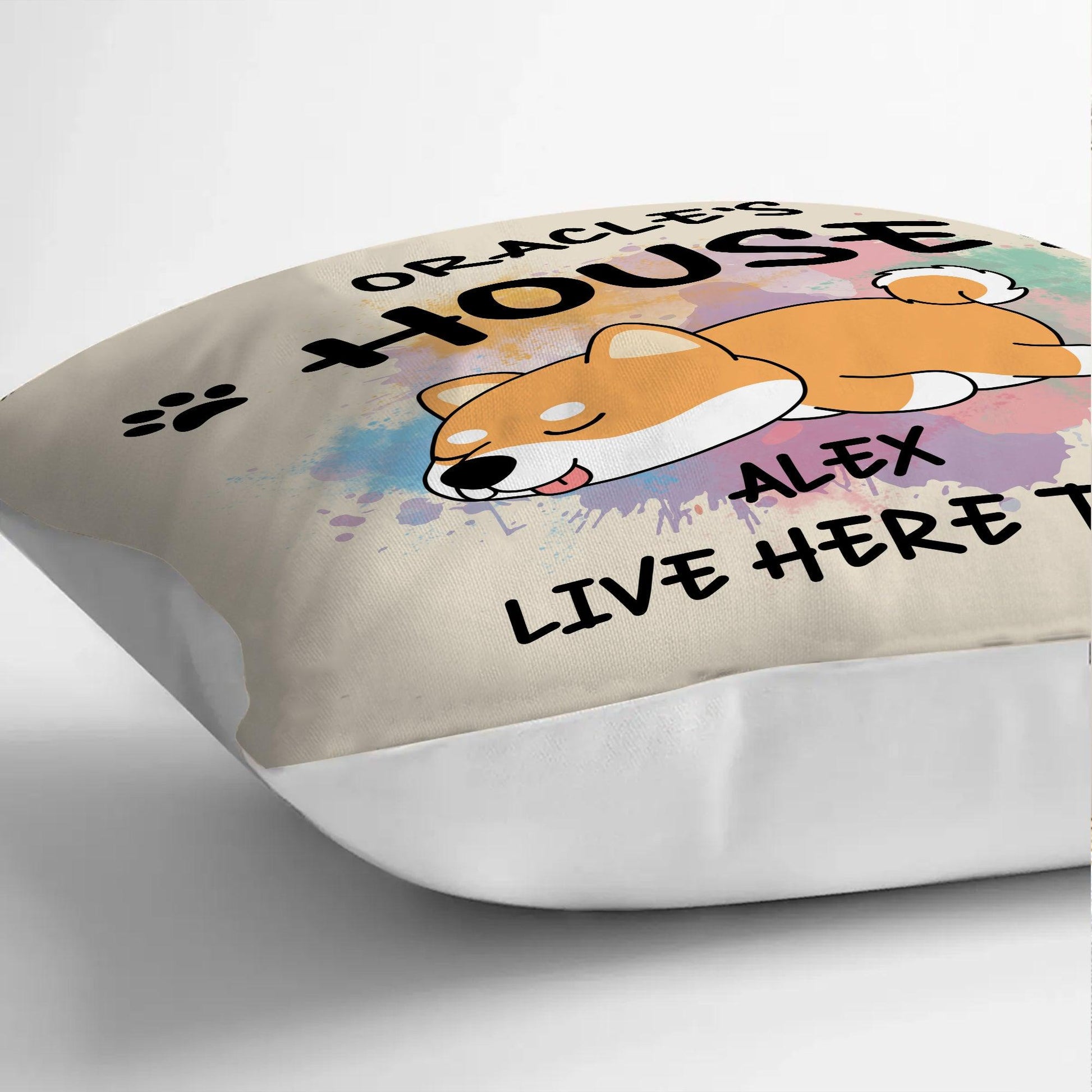 Personalized Dog Breeds Pillow - Lives Here Too Custom Dog Pillow
