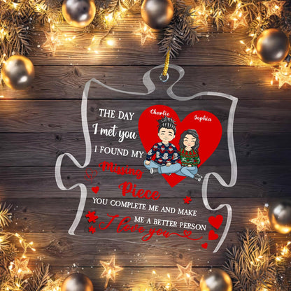 The Day I Met You Missing Piece - Personalized Acrylic Ornament