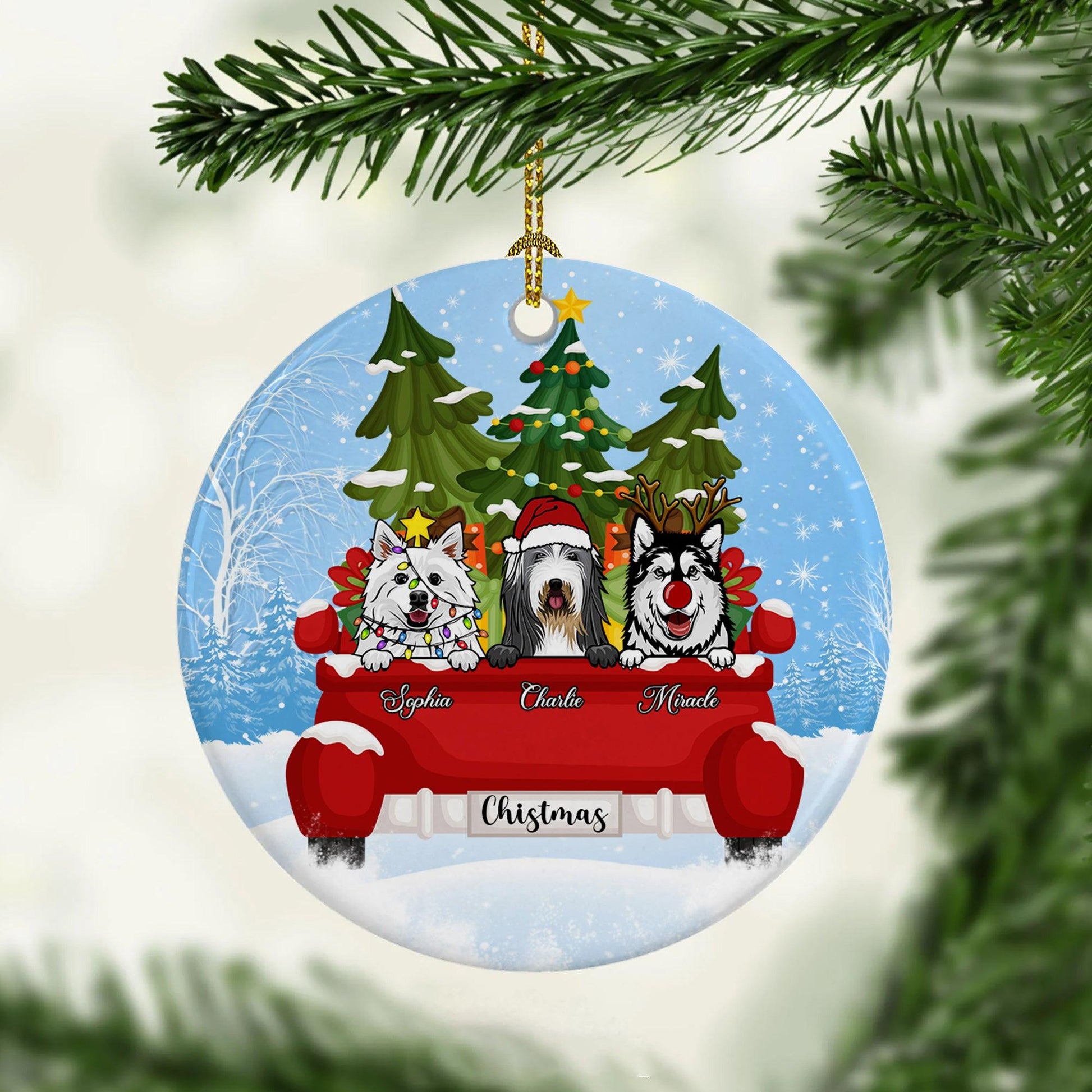 Christmas and Dogs - Personalized Ceramic Ornaments Dog Lovers