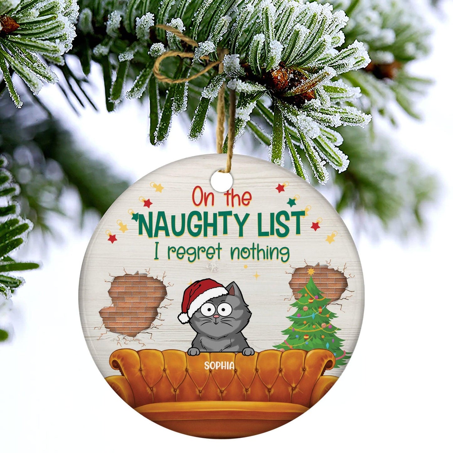 On The Naughty List - Personalized Ceramic Christmas Ornament