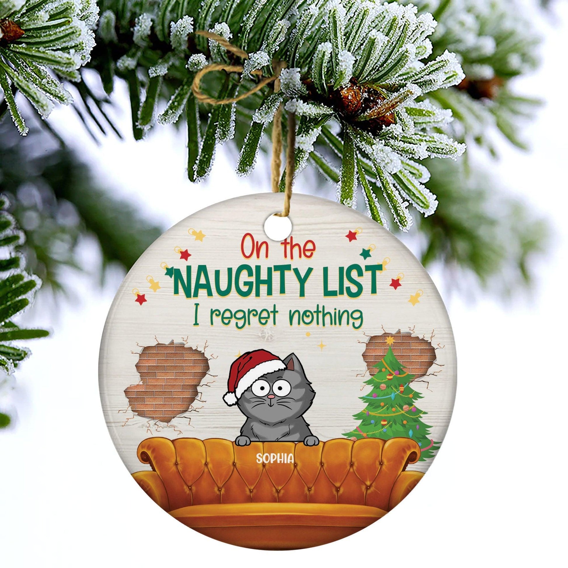 On The Naughty List - Personalized Ceramic Christmas Ornament