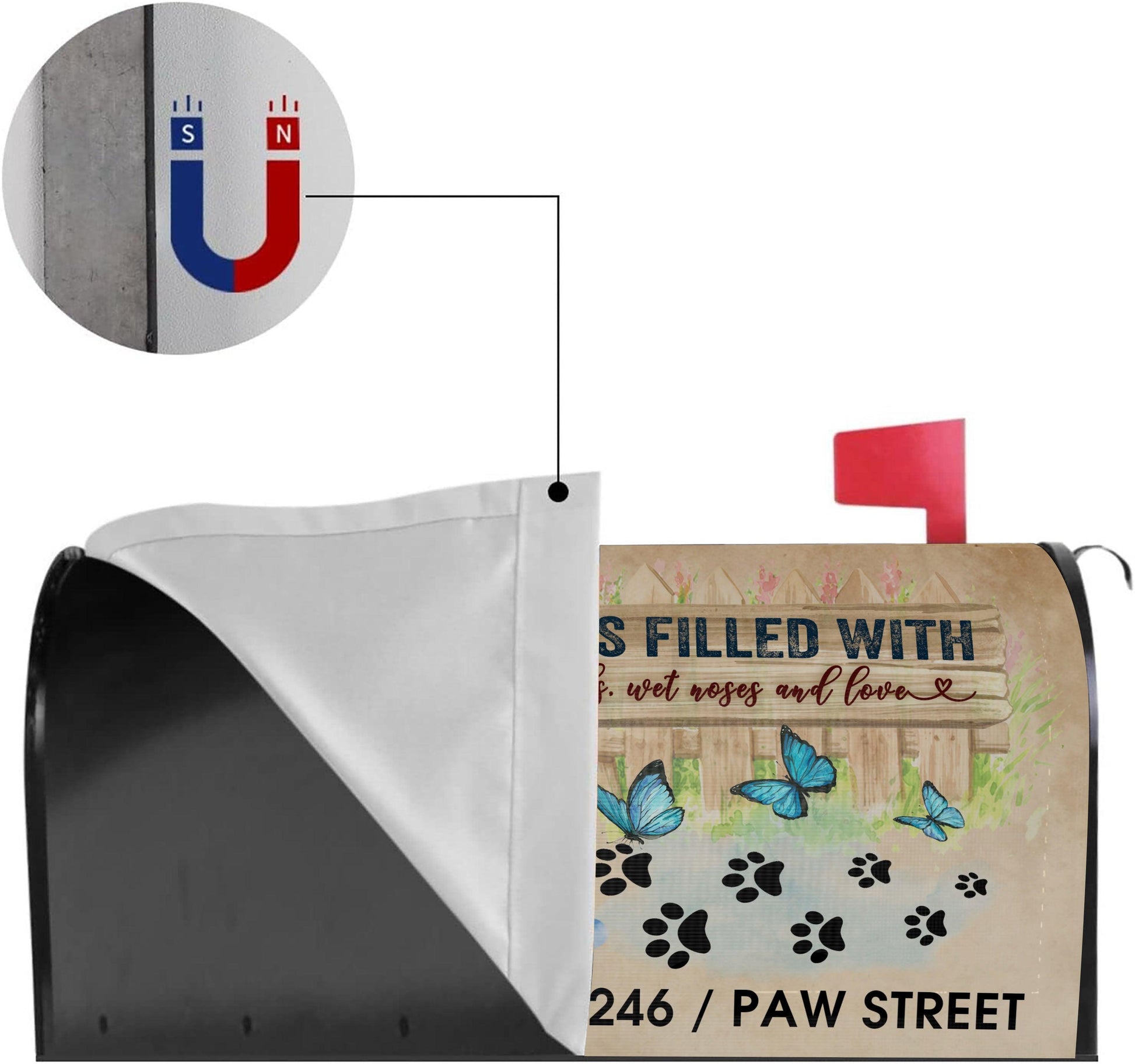 Personalized Mailbox Cover - Kisses, Wagging Tails & Love