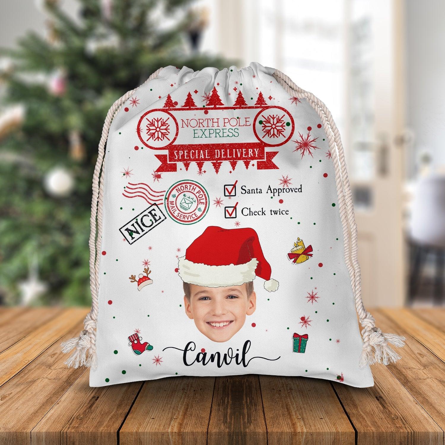 Santa Checked Twice Christmas Bag - Personalized Custom Sack