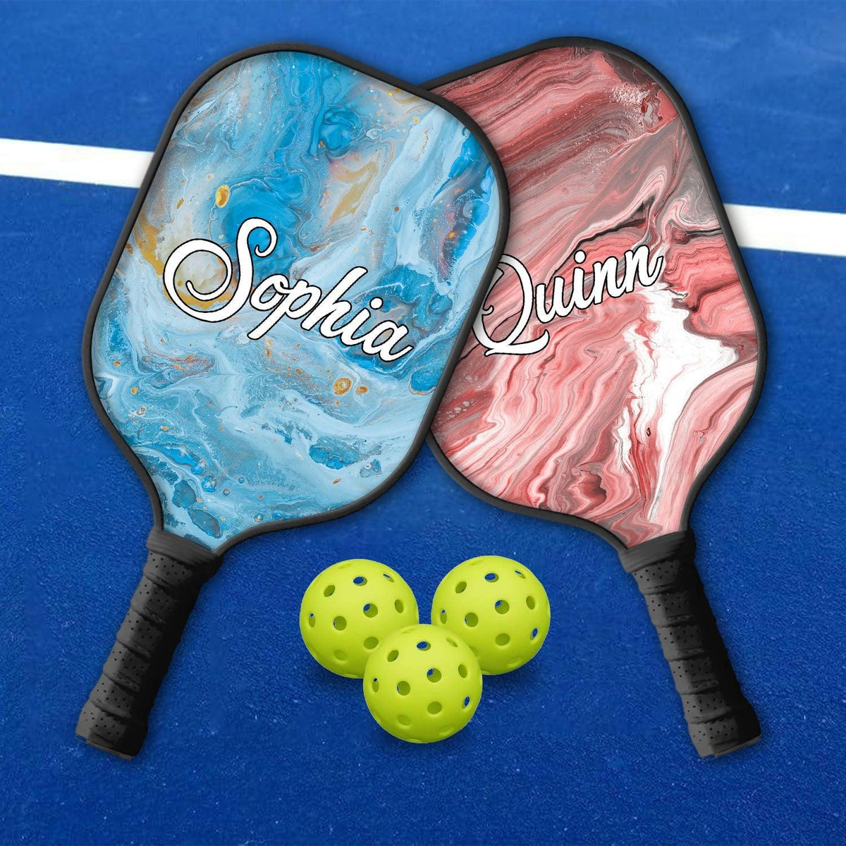 Marble Glitter Pickleball Personalized Custom Name - Pickleball Paddle ...