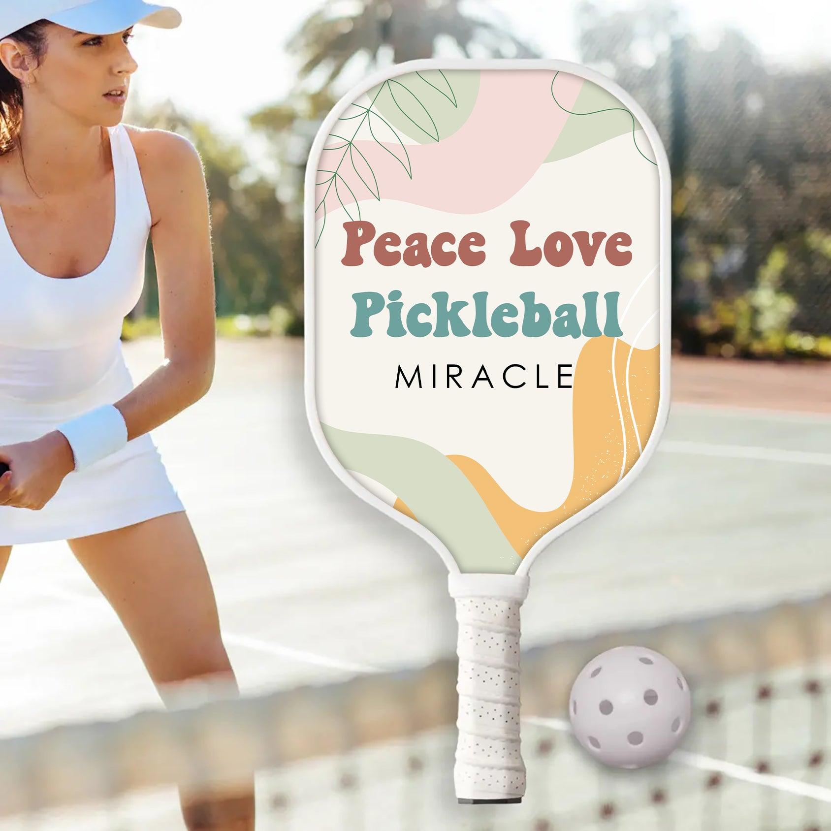 Peace Love Pickleball Personalized Custom Name - Pickleball Paddle