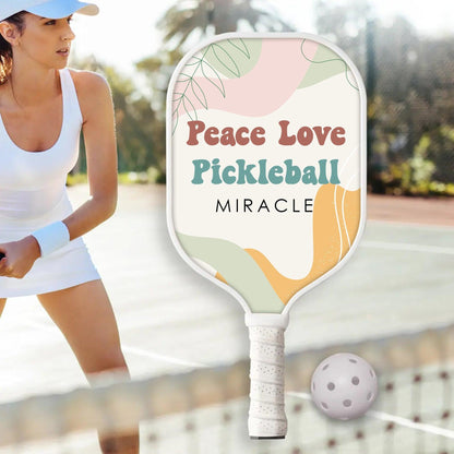 Peace Love Pickleball Personalized Custom Name - Pickleball Paddle