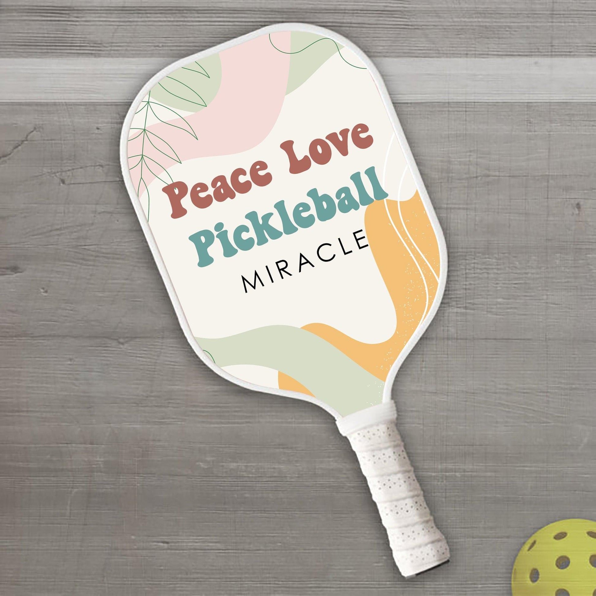Peace Love Pickleball Personalized Custom Name - Pickleball Paddle