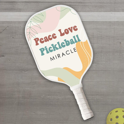 Peace Love Pickleball Personalized Custom Name - Pickleball Paddle