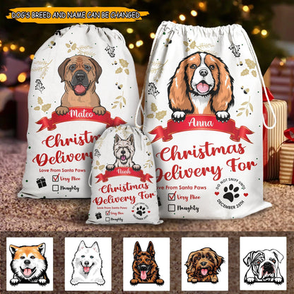 Personalized Dog Santa Christmas Sack Gift For Pet Lovers