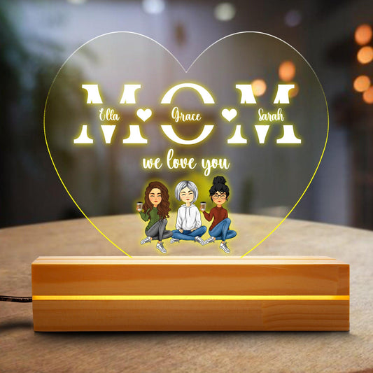 Mom We Love You Light Plaque - Heart Shape Night Light Plaque Gift