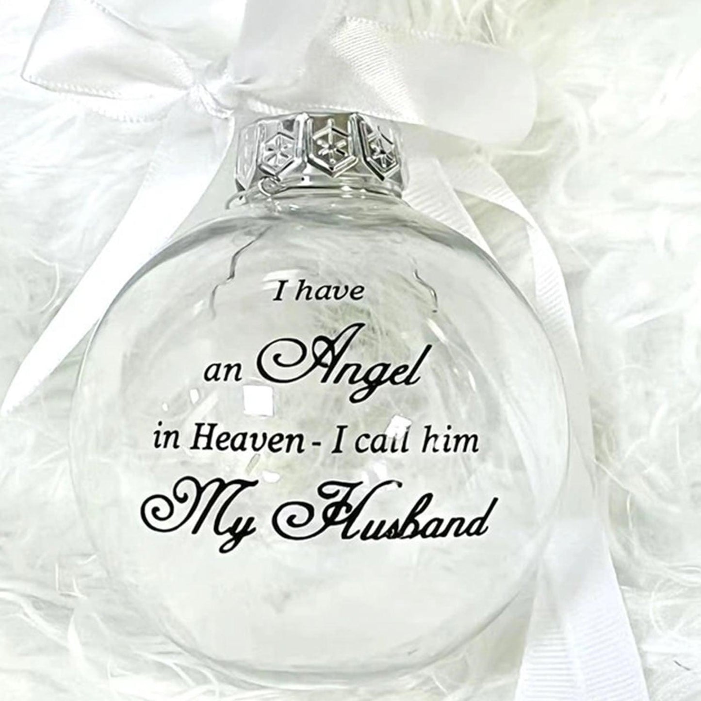 In Heaven Relatives Ornament - Feather Plastic Ball - Christmas Decor