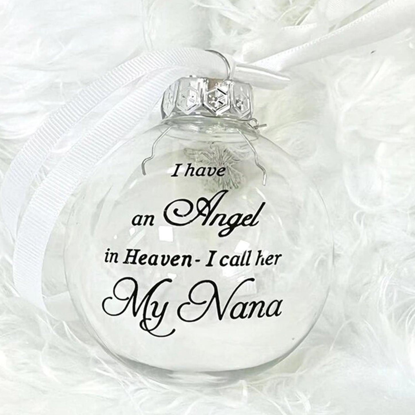 In Heaven Relatives Ornament - Feather Plastic Ball - Christmas Decor